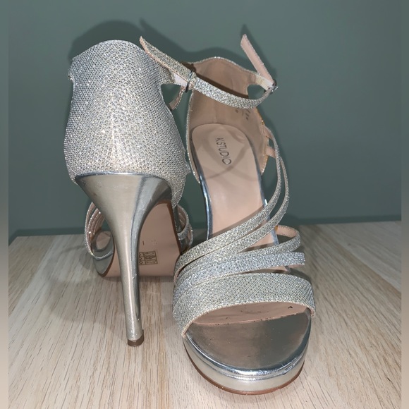 Sparkly Silver Strappy Heels - Picture 4 of 5